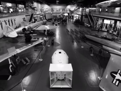 The third view of the Fat Man (Mark III) at the Air Force Armaments Museum.