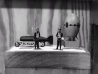 Also at the Grissom Air Museum, this small wooden model display of Little Boy, Fat Man, and two crew members. Again, the model Fat Man sits upon its stabilizer.