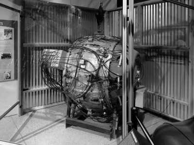A replica of the Gadget at the Nuclear Museum in Albuquerque.