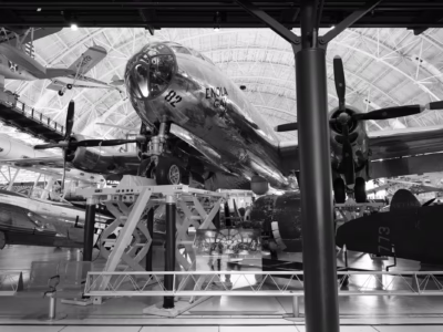 One of the most famous individual planes in history, this is the Enola Gay, the plane that dropped Little Boy on Hiroshima, on display at the Steven F. Udvar-Hazy Center, the annex of the Smithsonian Air and Space Museum, located just outside of Washington, DC, in Chantilly, Virginia. A bomb is nothing without a plane to deliver it and few planes in the world could carry the weight of Little Boy. The Boeing B-29 Superfortress (its development the most expensive of all the weapons programs in WWII, easily surpassing the cost of the entire Manhattan Project) is a central part of the story of Little Boy and Fat Man, though often underemphasized.