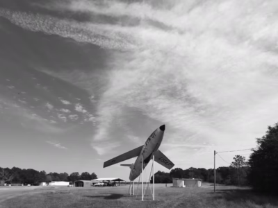 Aside from the painted letters on the Matador itself, I could find no sign or other information on this display, located at the the small Hawkinsville-Pulaski County Airport. During my two hour visit I saw a scattering of buildings and one man walking around who may have worked at the airport.