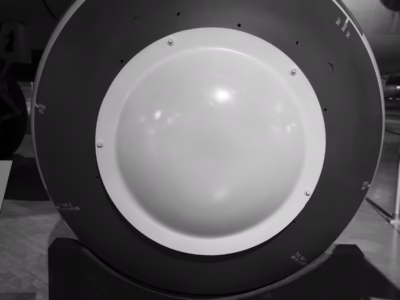 This is the nose of a Mark VI bomb at the National Museum of the US Air Force in Dayton, Ohio. It is painted bright yellow. The cover is removable so that the nuclear pit can be inserted. I do not understand why there are only four bolts, arranged asymmetrically, holding it to the body of the bomb.