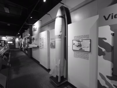 The Genie was rushed into service in fear of rapidly increasing Soviet bomber capabilities. The original units were said to have few, if any, safety mechanisms. This Genie stands along the upper level of the Air Force Armaments Museum, just outside of Elgin Air Force Base, in Florida's Panhandle. When I was there it sounded like a mini war was underway, just to the north, somewhere on the base.