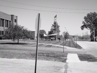 This Honest John, painted with the word "Missiles," is the school's mascot and football team namesake. It has long guarded the building now used by the Milledgeville Middle School, in Milledgeville Indiana.