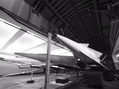 The SF-88 Nike-Hercules site near San Francisco has demonstrations of the missile launch bunker every weekend, weather permitting. Here the missile is awaiting its ascent past the protective doors and into launch position.