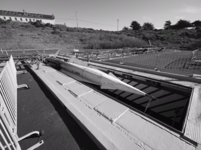 The missile ascends to the surface on the hills above San Francisco. At the SF-88 Nike site.
