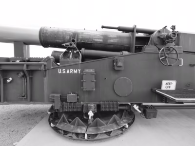 Once lowered to the ground the M65 had the ability to rotate 360 degrees and could elevate its gun by fifty-five degrees. At the Nuclear Museum in Albuquerque.