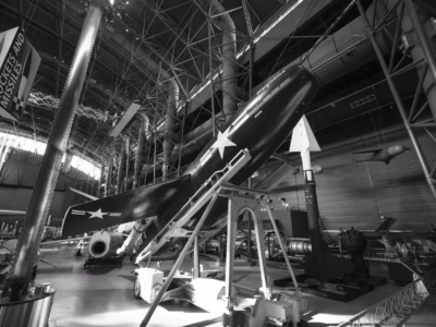 Up until 1958, the Regulus used the W5 nuclear warhead. From 1958 onward, the missile could also be fitted with a far more powerful W27 thermonuclear warhead. This example is at the Smithsonian's Air and Space Annex, in Chantilly, Virginia.