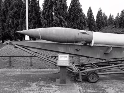 The sign in front of this Honest John, at the US Space and Rocket Center in Huntsville, Alabama, is like many such signs throughout the country in that it provides no hint that the weapon is a nuclear weapon.