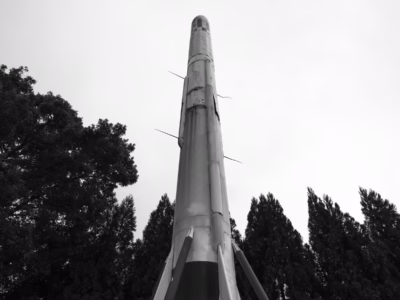 The Corporal was in development for many years and suffered many setbacks. Nevertheless, it represents an important milestone in weapons history and in preparing the way for the missiles that would come in the future. Photo from the US Space and Rocket Center in Huntsville.