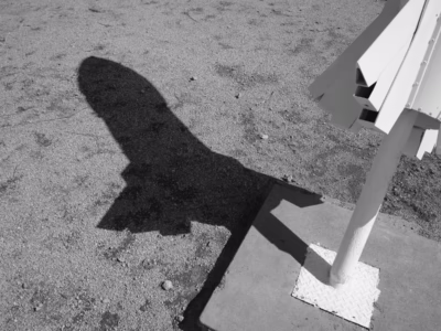 For another "sub-project" of my effort to photograph nuclear weapons, I photographed their shadows. This shadow was briefly at the White Sands Missile Range's rocket garden, just inside the fortified gates, in New Mexico.