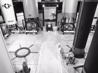 This is an image of part of the "missile gallery" at the National Museum of the US Air Force, in Dayton, Ohio. To left of the B53 bomb is the Titan II ICBM, the most powerful ICBM ever built by the United States, which used a W53 warhear--eseentially the same as the B53. Further left is a Thor ICBM and to the right is a Titan I ICBM.