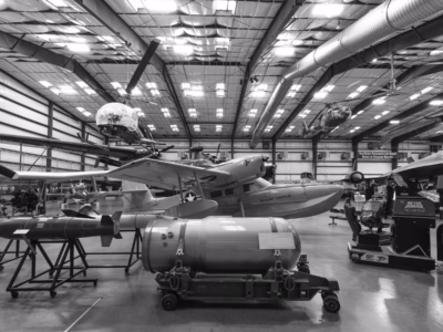 A nuclear bomb is designed inside of what is called a "physics package" (which is what you see here, at the Pima Air and Space Museum, in Arizona). The physics package would then be inserted into a bomb casing and attached to its fuzing mechanisms. Presumably, this same physics package, or one very similar, would form the warhead of the Titan II ICBM.