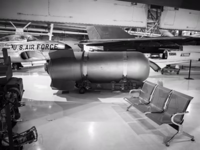 The B53 is a great example of the changes in nuclear weapons brought on by advances in bomb delivery accuracy. The B53, built in early 1960s as a "bunker buster," is 9 megatons, one of the most powerful nuclear weapons ever made. The B61 (Mod 11), which replaced it in 1996, is only 400 kilotons--less than 1/20th as pwerful, and more much effective. This unit is at the Wings Over the Rockies Museum, in Denver.