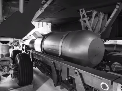 There have been two siginicant accidents involving the B53, both in 1964, shortly after the introduction of the bomb. In the first, a B-52 over the Appalachian Mountains in Maryland, lost its vertical stablizer (the vertical part of the tail that moves) and the plane crashed with two B53s aboard. Both were found "relatively intact." In the second accident, a B-58, on the runway at Bunker Hill AFB (now renamed Grissom AFB), in Indiana, caught fire and burned. The plane also had four Mark 43 nuclear bombs on board. This photograph was made at the Wings Over the Rockies Museum, in Denver.